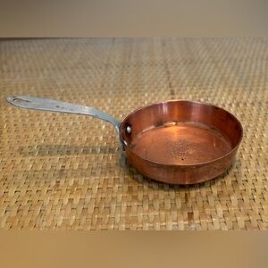 Vintage miniature copper pan souvenir from Lasserre restaurant in Paris